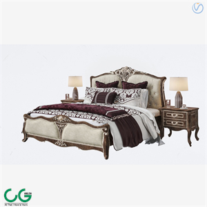 European style carved double bed 3d model